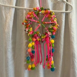 Dream catcher nylon loops on metal ring